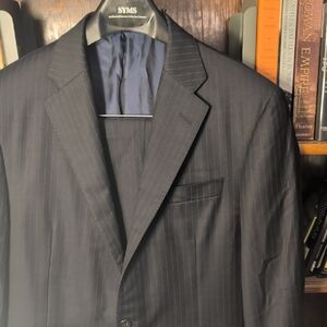 Hickey Freeman Charcoal Pinstripe Suit